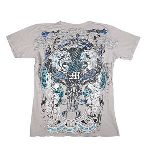 Y2K Monarchy Shirt Mens M Distressed Double Sided Print Tigers